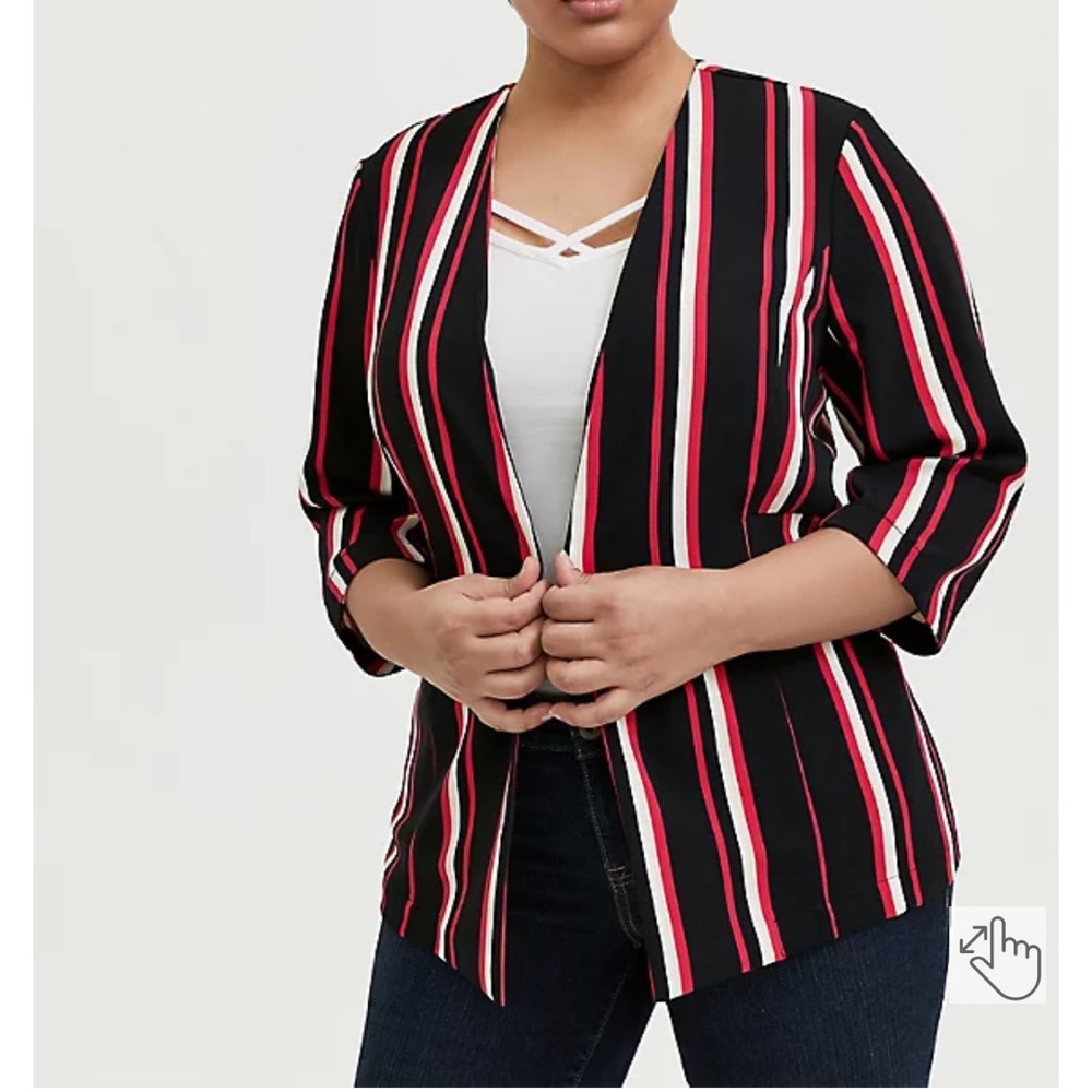 TORRID BLACK & FUCHSIA PINK STRIPE OPEN FRONT BLAZER size 5x